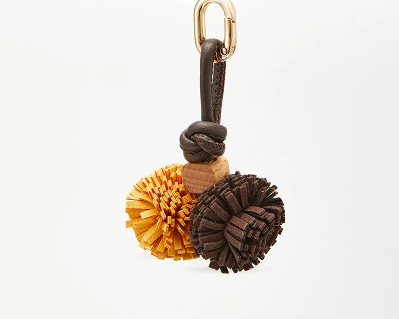 High-Grade Leather Flower Ball Tassel – Bag & Car Pendant