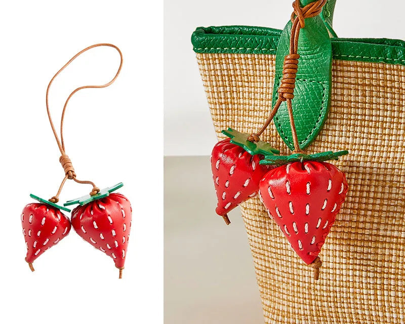 High-Grade Leather Flower Ball Tassel – Bag & Car Pendant