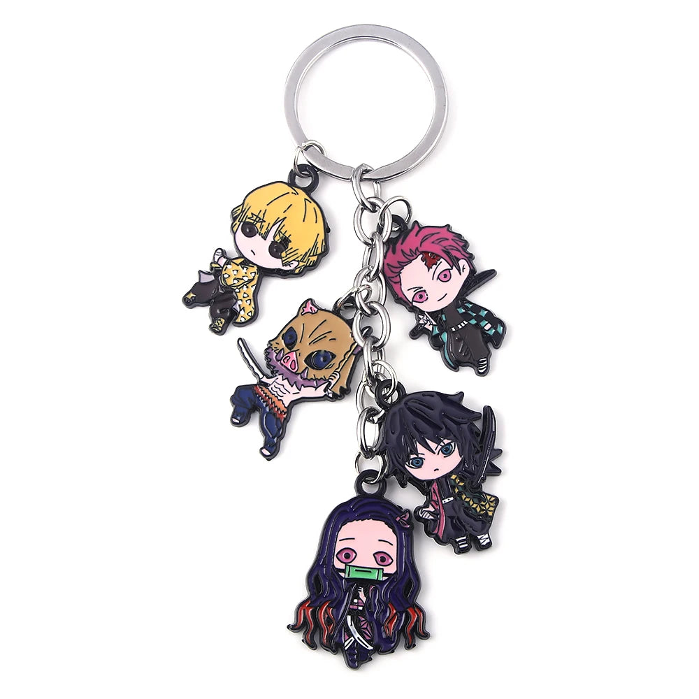 Demon Slayer Metal Keychain – Kimetsu no Yaiba Tanjirou, Nezuko & Zenitsu Pendant