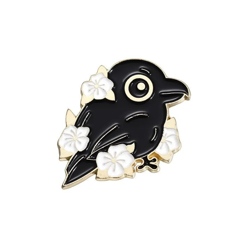 Mystic Crow Enamel Pin – Tarot & Magic Ball Design