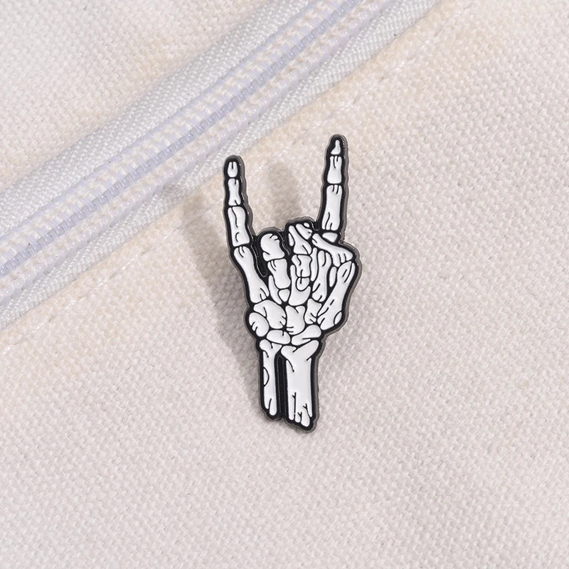 Skeleton Hand Enamel Pin – Punk Rock Brooch