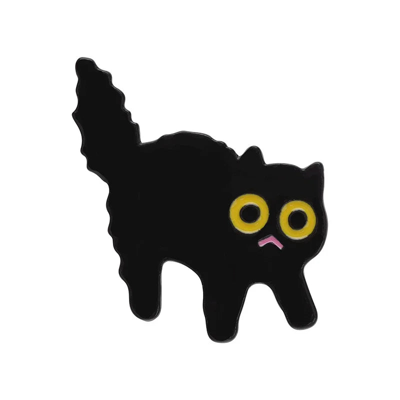 Cats in Plants Enamel Pin – Cute Black Cat Potted Plant Brooch Gift
