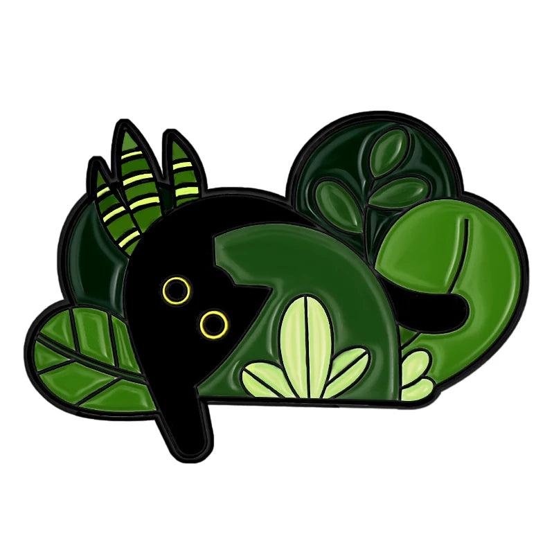 Cats in Plants Enamel Pin – Cute Black Cat Potted Plant Brooch Gift