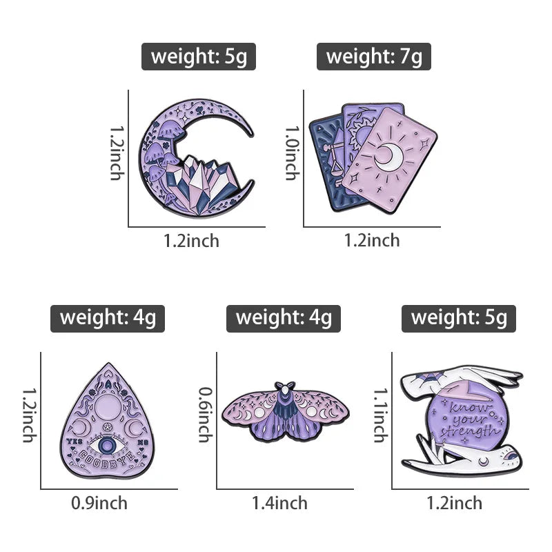 Mystic Crow Enamel Pin – Tarot & Magic Ball Design