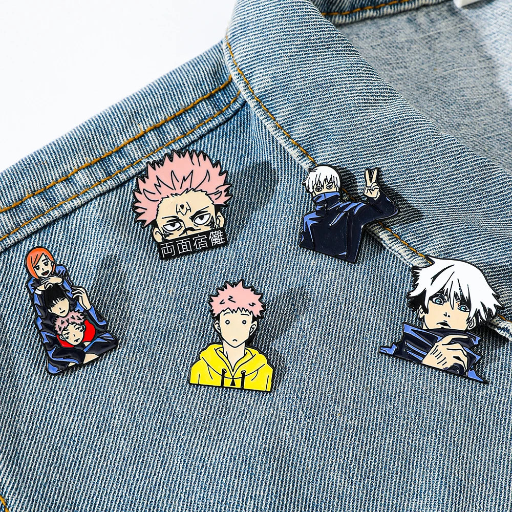 Itadori Yuji Enamel Pin Set – 5pcs Funny Anime Brooch Collection