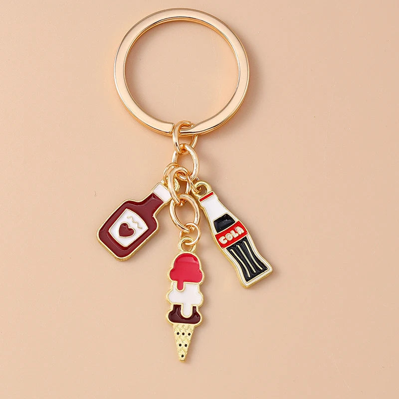 Red Wine Keychain – Cute Enamel Key Ring for Handbags