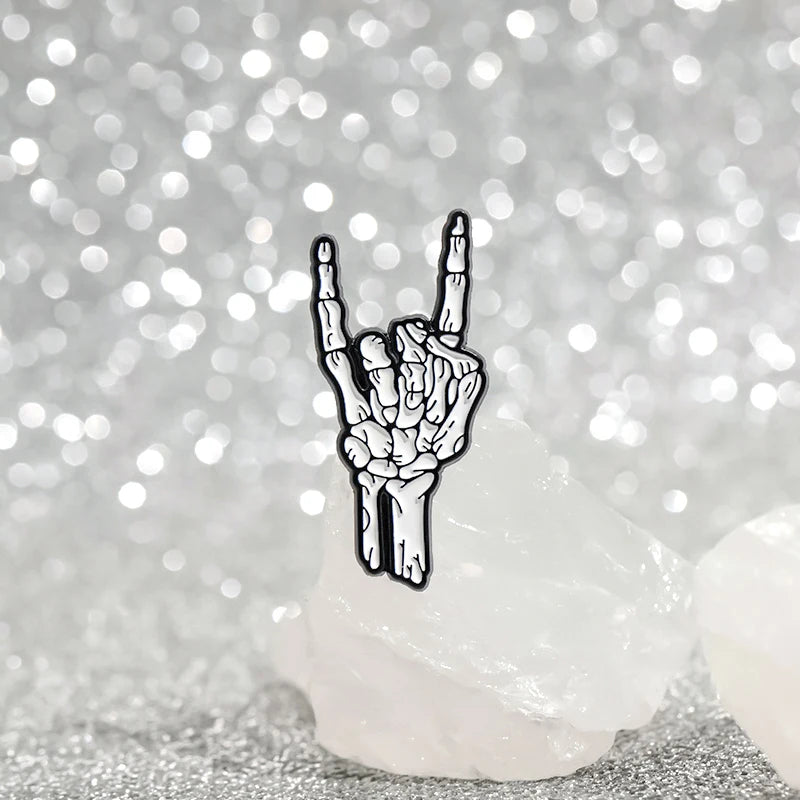 Skeleton Hand Enamel Pin – Punk Rock Brooch