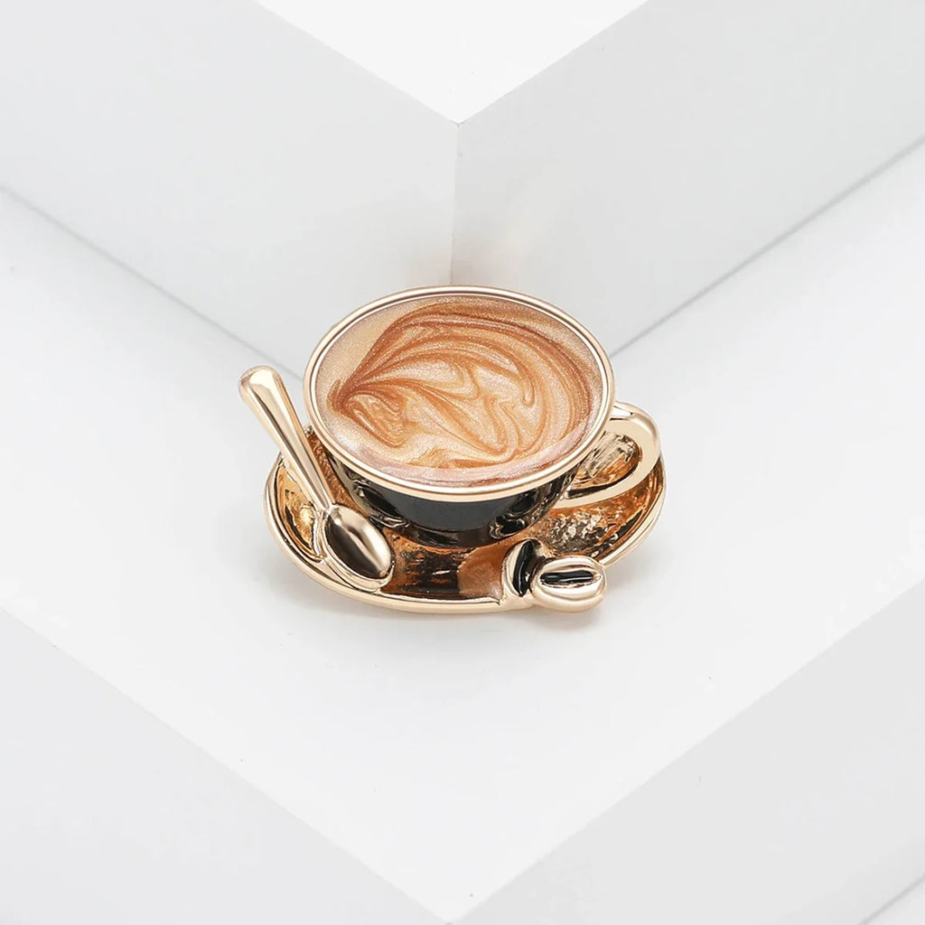 Coffee Cup Enamel Pin – Cute Unisex Brooch for Clothes & Bags
