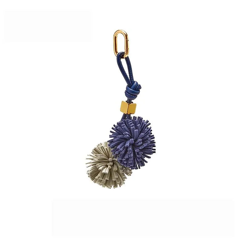 High-Grade Leather Flower Ball Tassel – Bag & Car Pendant