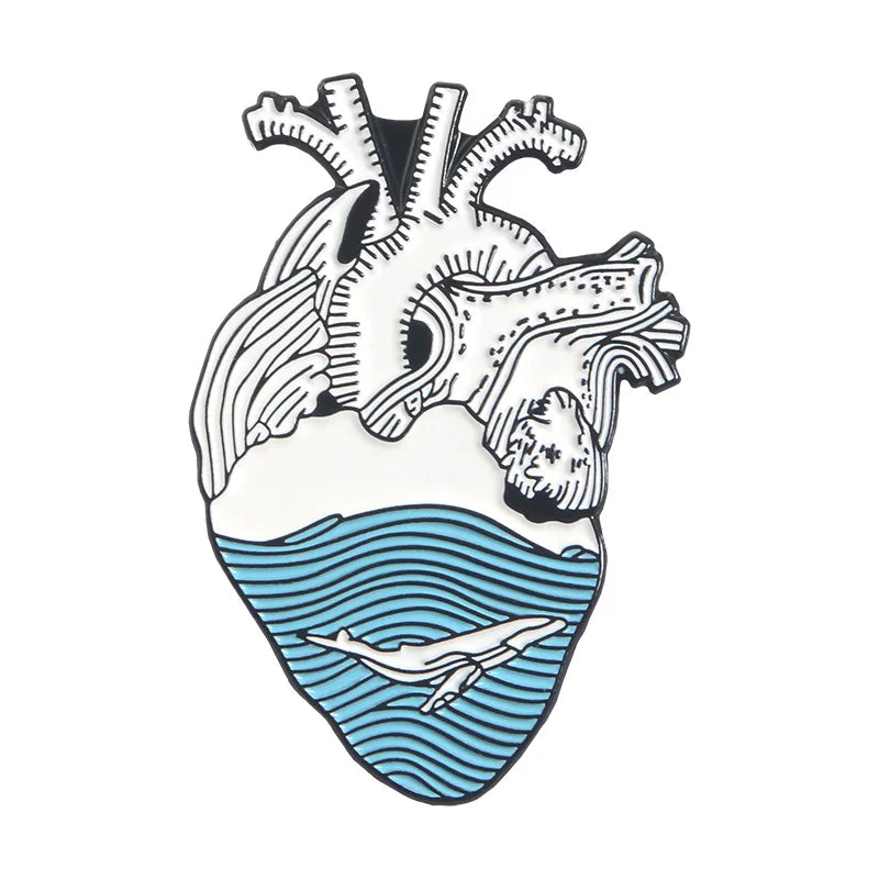 Anatomical Heart Enamel Pin – Medical Brooch Gift