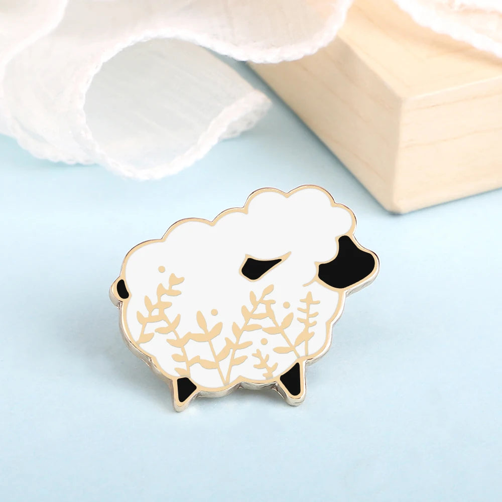 Cute Black Goat Enamel Pin – Funny Cartoon Animal Brooch