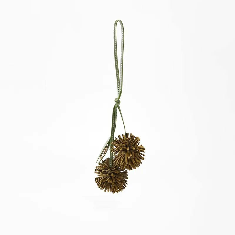 High-Grade Leather Flower Ball Tassel – Bag & Car Pendant
