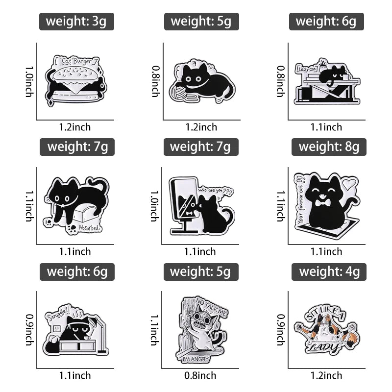 Cute Animal Enamel Pin Set (3–5pcs) – Cat & Capybara Brooches