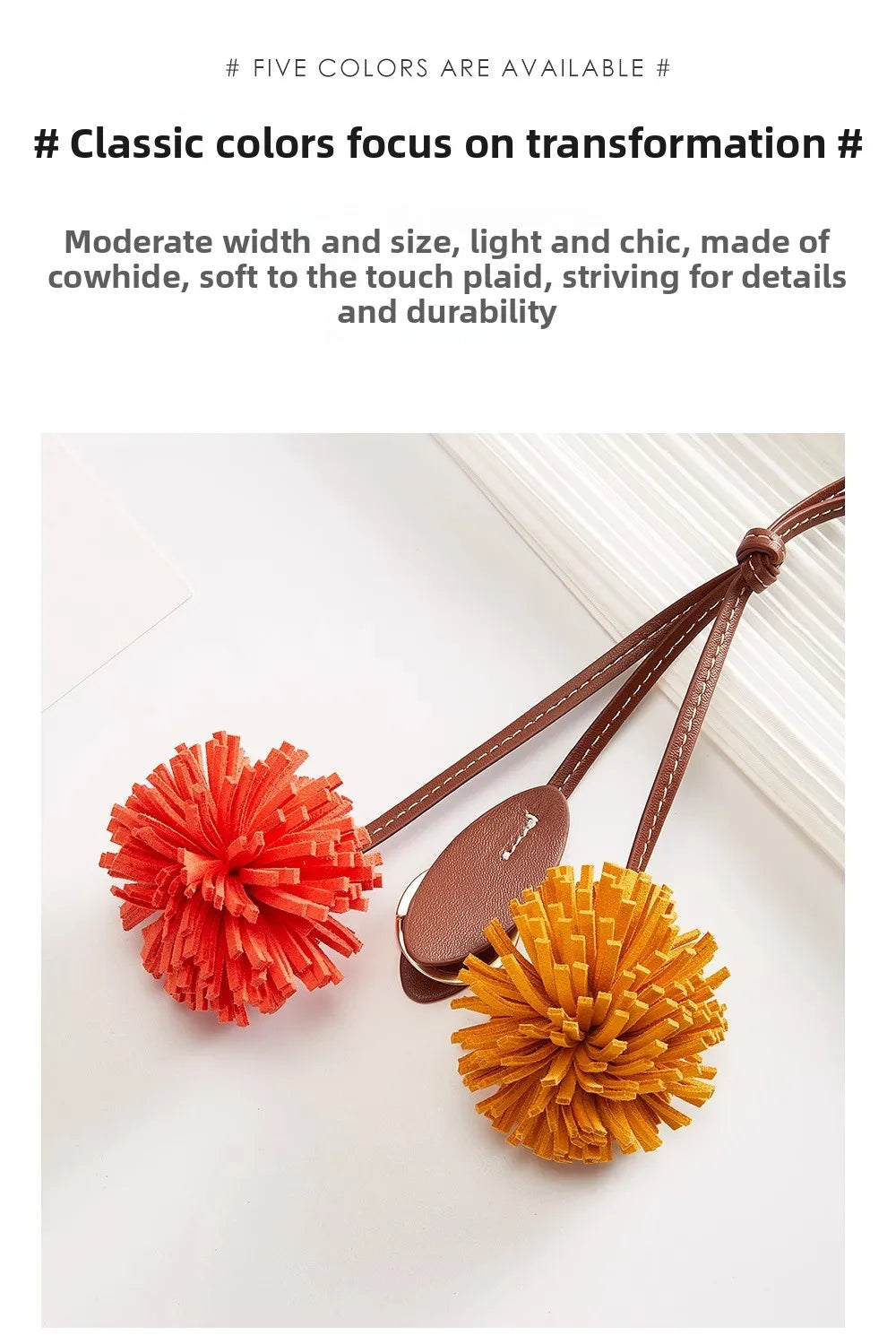High-Grade Leather Flower Ball Tassel – Bag & Car Pendant