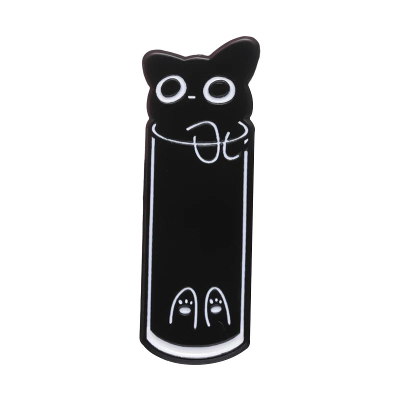 Black Cat Enamel Pin – Cute Kitten Lapel Badge Backpack Jewelry
