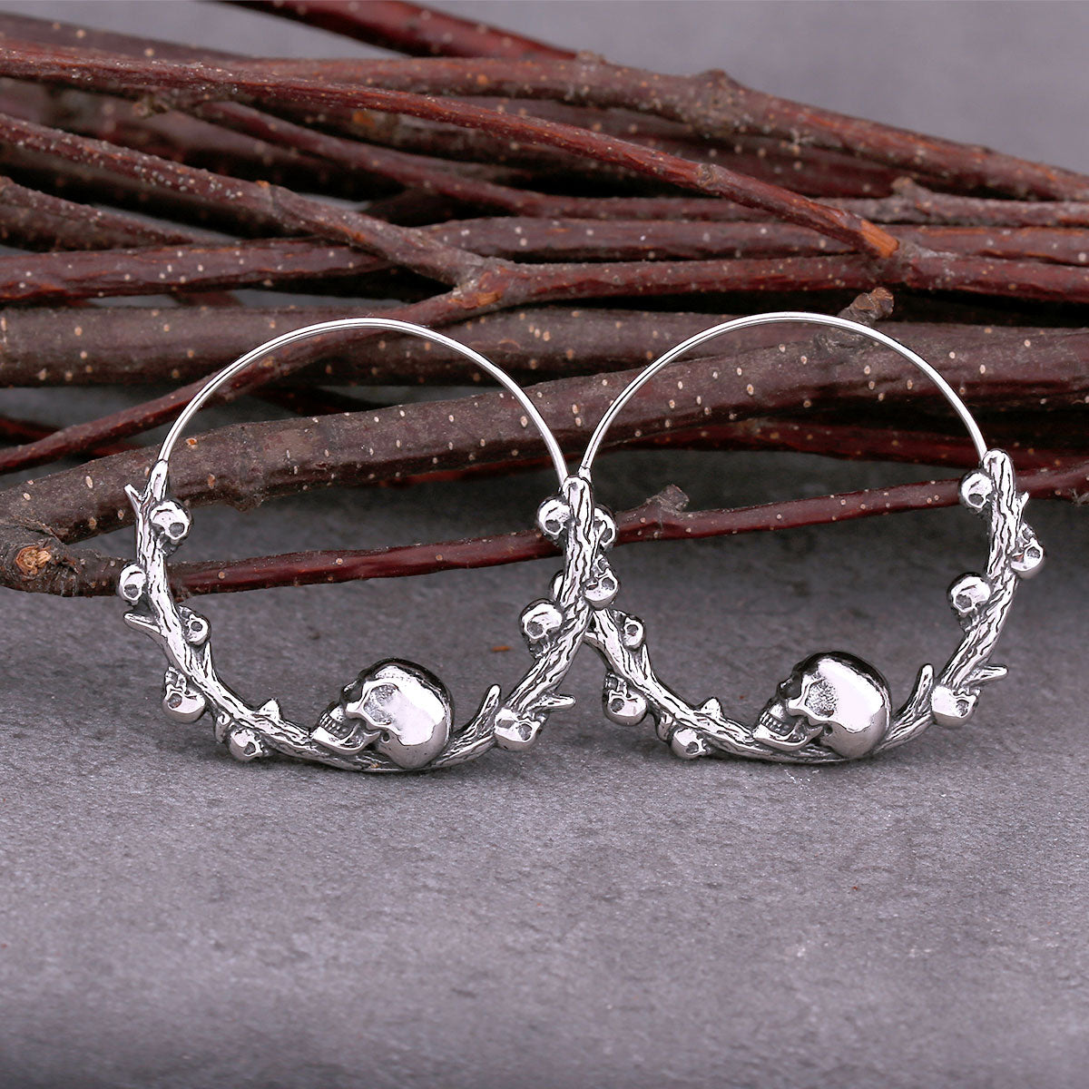 Gothic Skull Hoop Earrings – Vintage Punk Stainless Steel Hip Hop Jewelry Gift