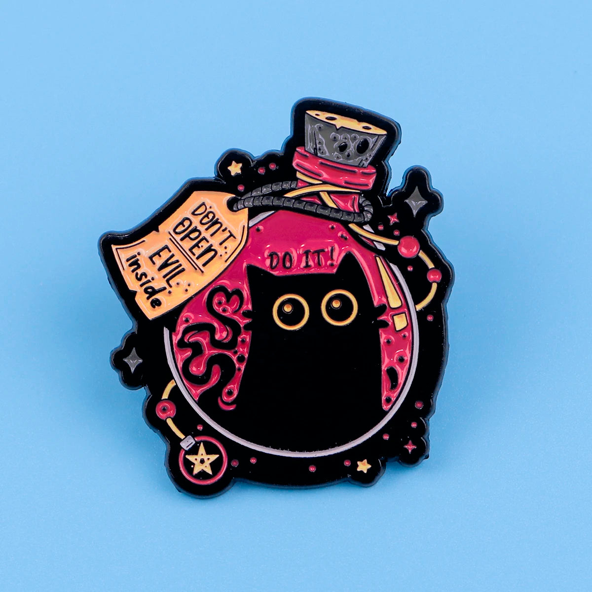 Cute Black Cat Enamel Pin – Witchy Halloween Brooch