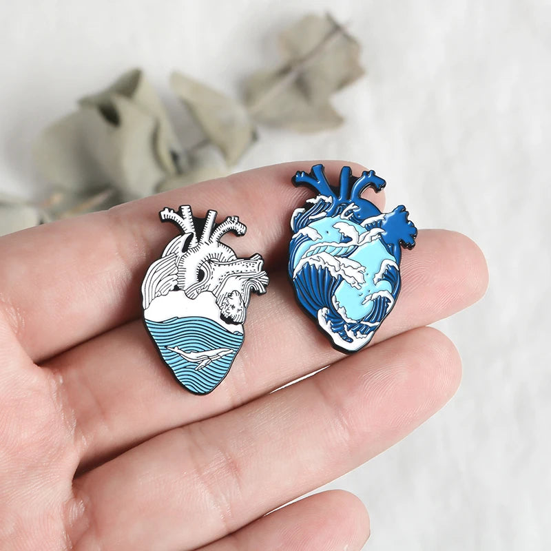 Anatomical Heart Enamel Pin – Medical Brooch Gift