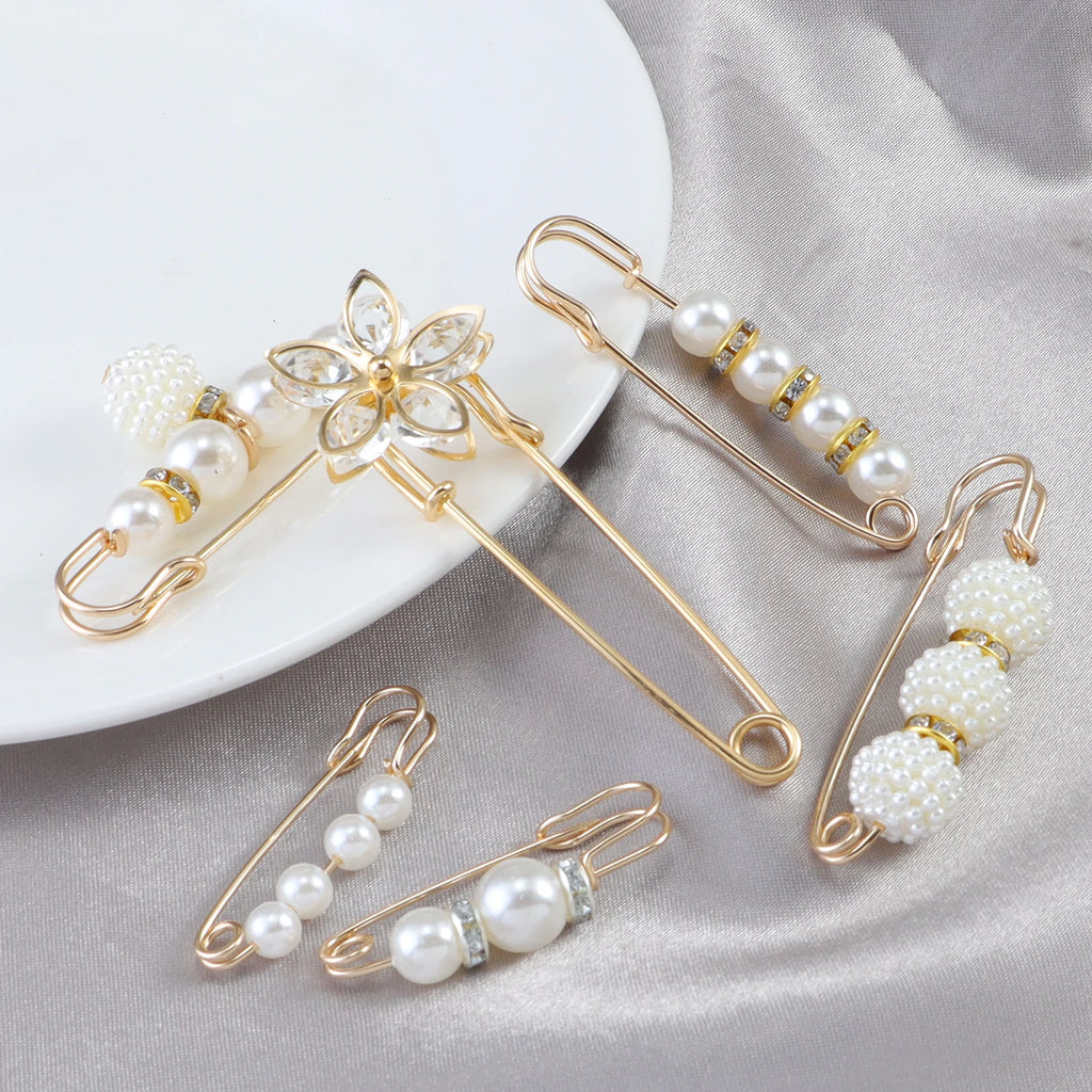 Kpop Gold Brooch Set – Fashion Safety Pins for Women