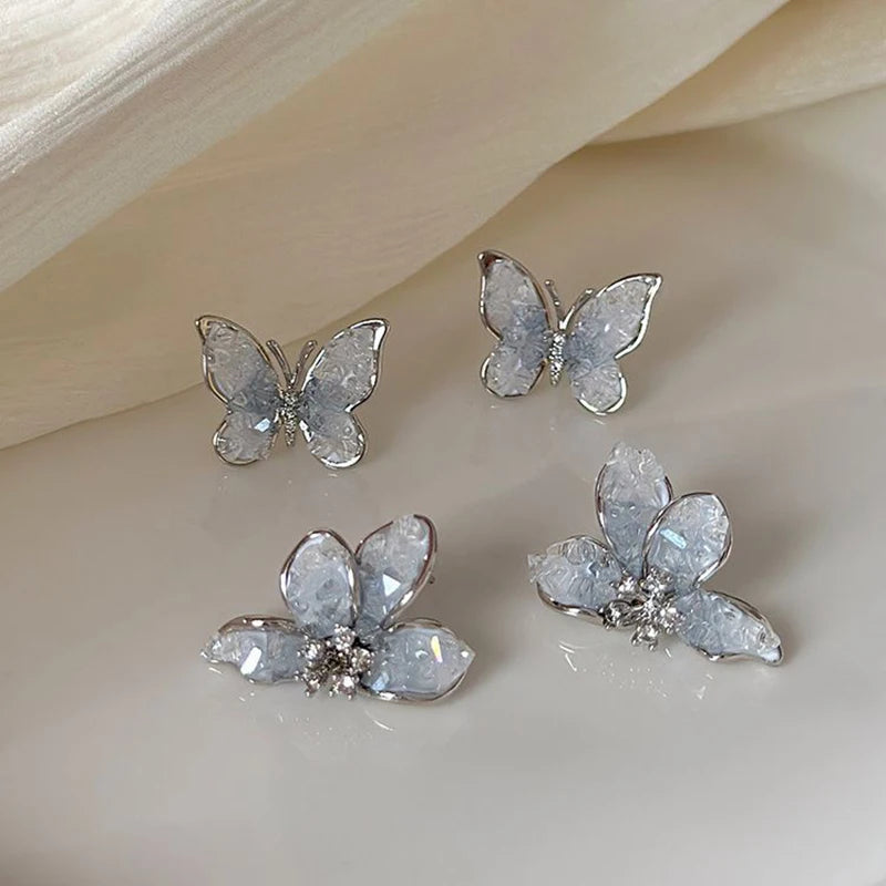 Luxury Blue Butterfly Crystal Studs