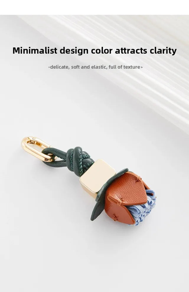 High-Grade Leather Flower Ball Tassel – Bag & Car Pendant