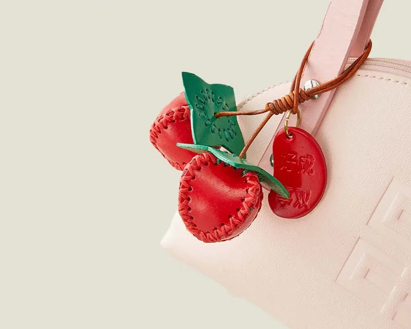 Persimmon Leather Bag Charm – Elegant Fashion Accent