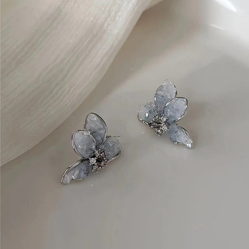 Luxury Blue Butterfly Crystal Studs