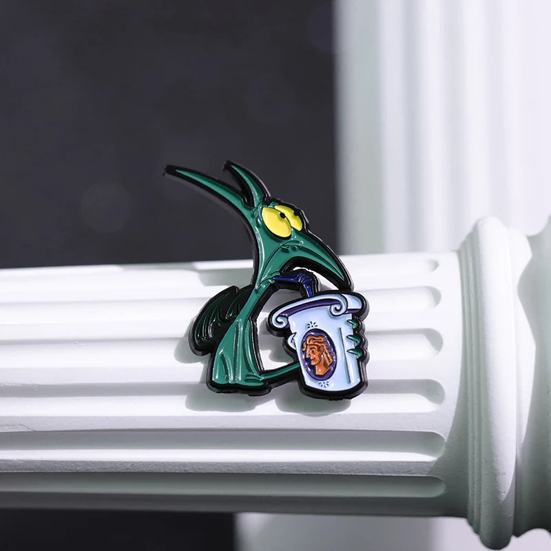 Hercules Panic Soda Enamel Pin – Funny Cartoon Brooch Badge