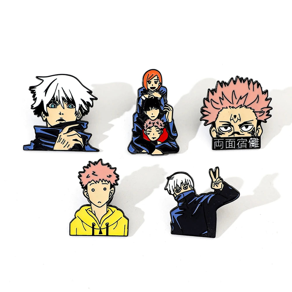 Itadori Yuji Enamel Pin Set – 5pcs Funny Anime Brooch Collection