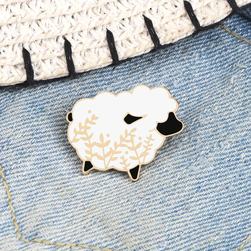 Cute Black Goat Enamel Pin – Funny Cartoon Animal Brooch