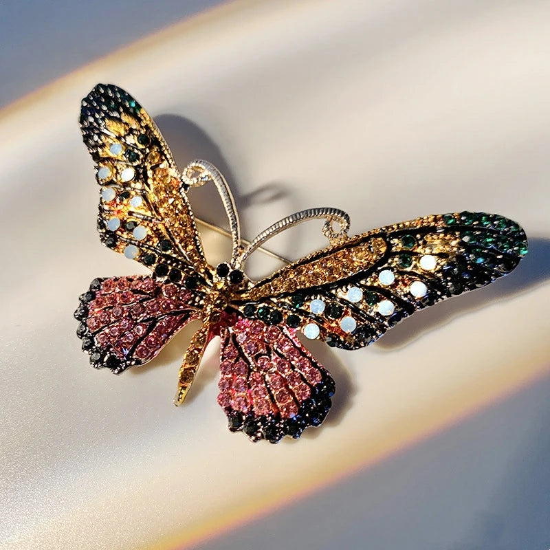 Shiny Crystal Butterfly Lapel Pin