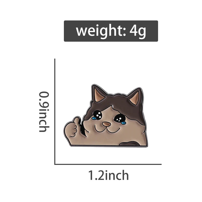 Crying Cat Thumbs Up Enamel Pin