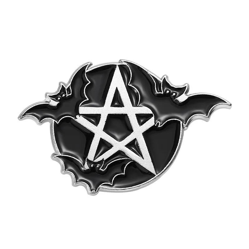 Mystic Crow Enamel Pin – Tarot & Magic Ball Design