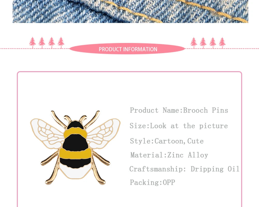 Cute Honey Bee Enamel Pin – Cartoon Insect Brooch