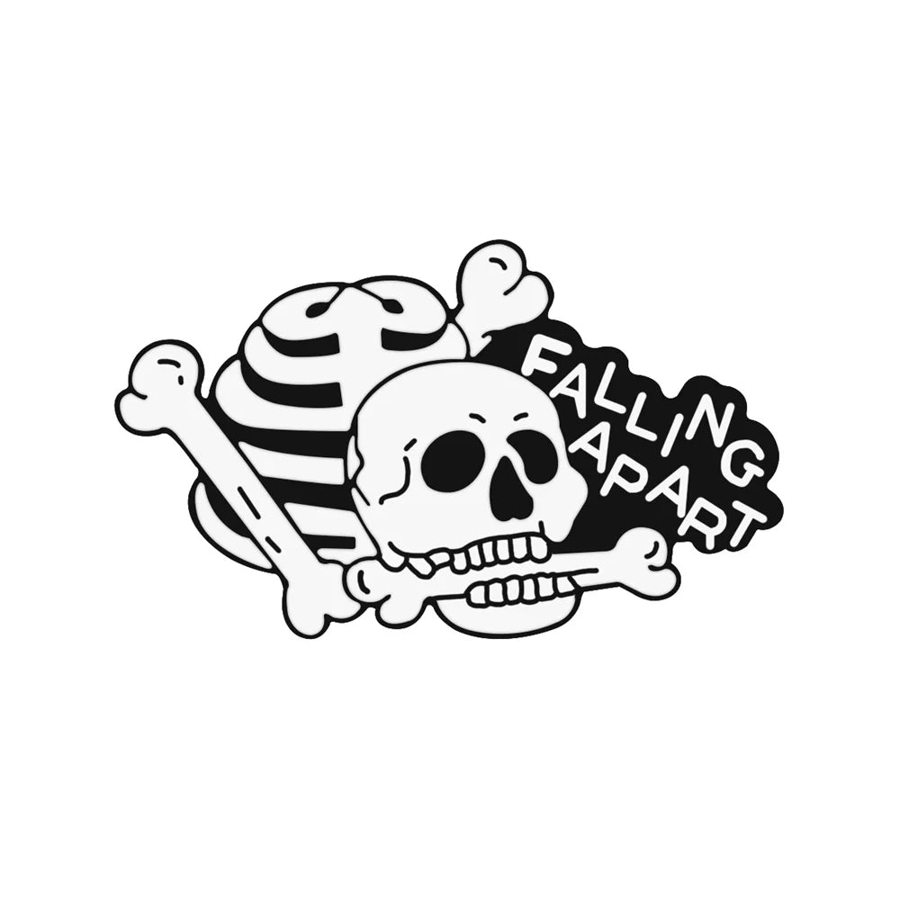 BOO! Skull Enamel Pin – Black & White Punk Horror Lapel Badge for Bags & Jackets