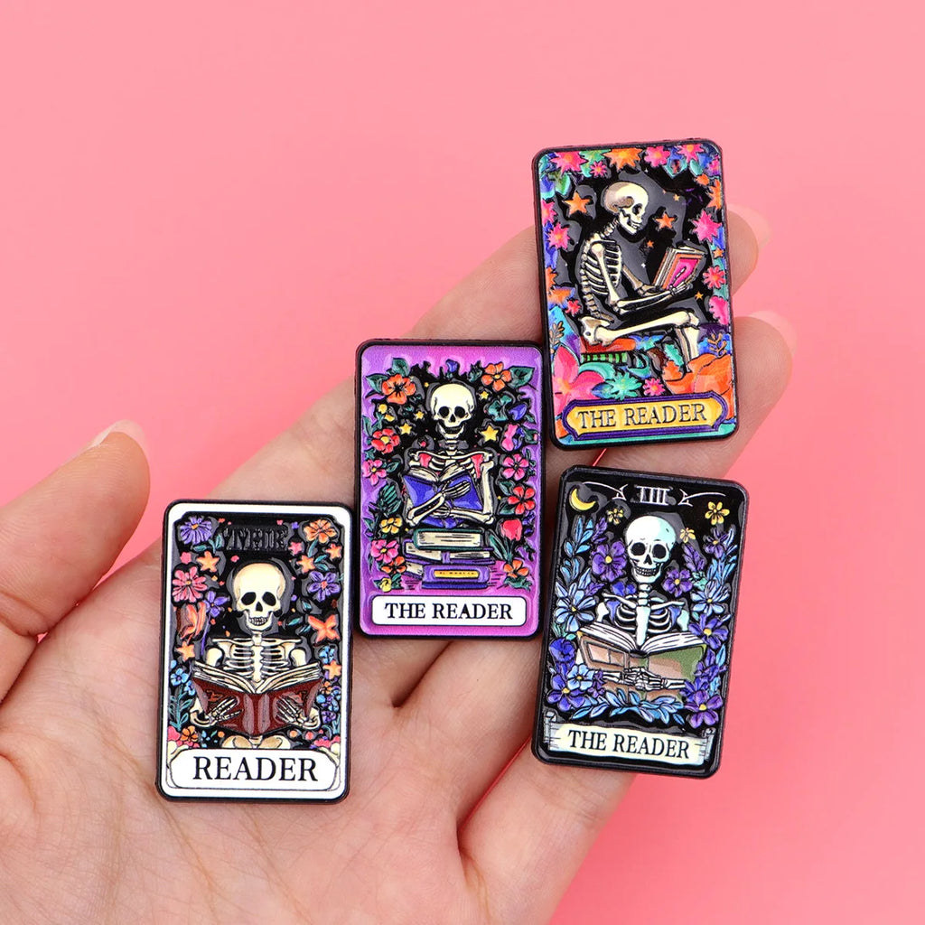 Skeleton Tarot Enamel Pin – READER Brooch