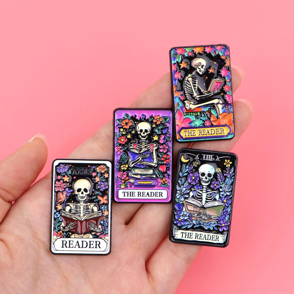 Skeleton Tarot Enamel Pin – READER Brooch