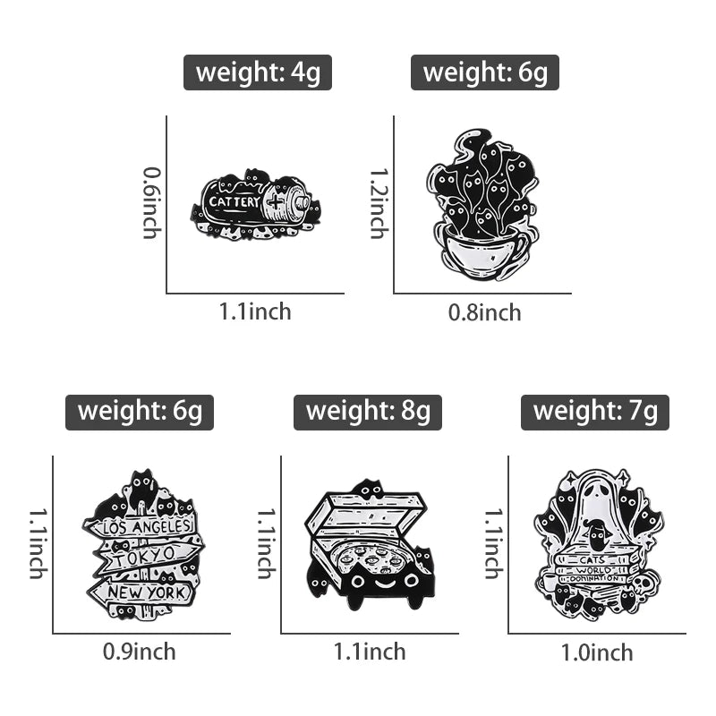 Cute Animal Enamel Pin Set (3–5pcs) – Cat & Capybara Brooches