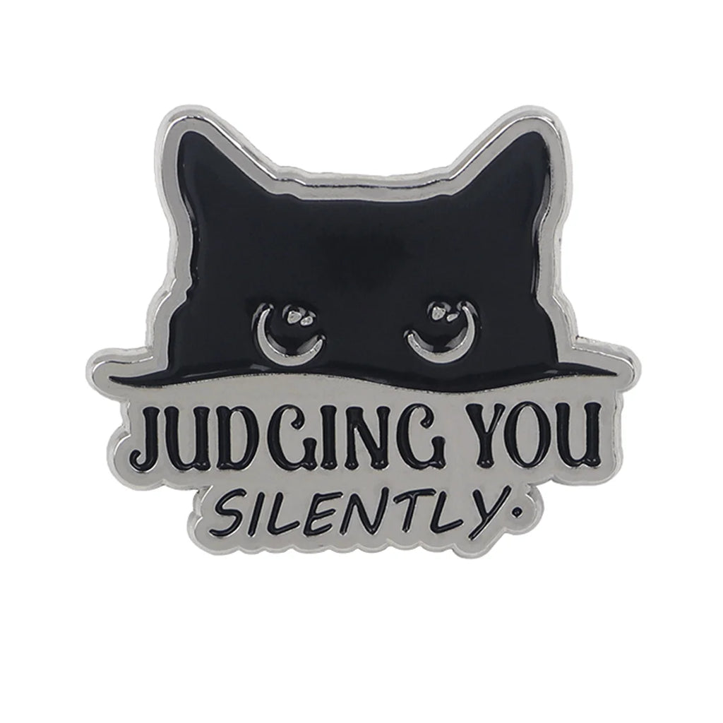 Cute Black Cat Enamel Pin – Witchy Halloween Brooch