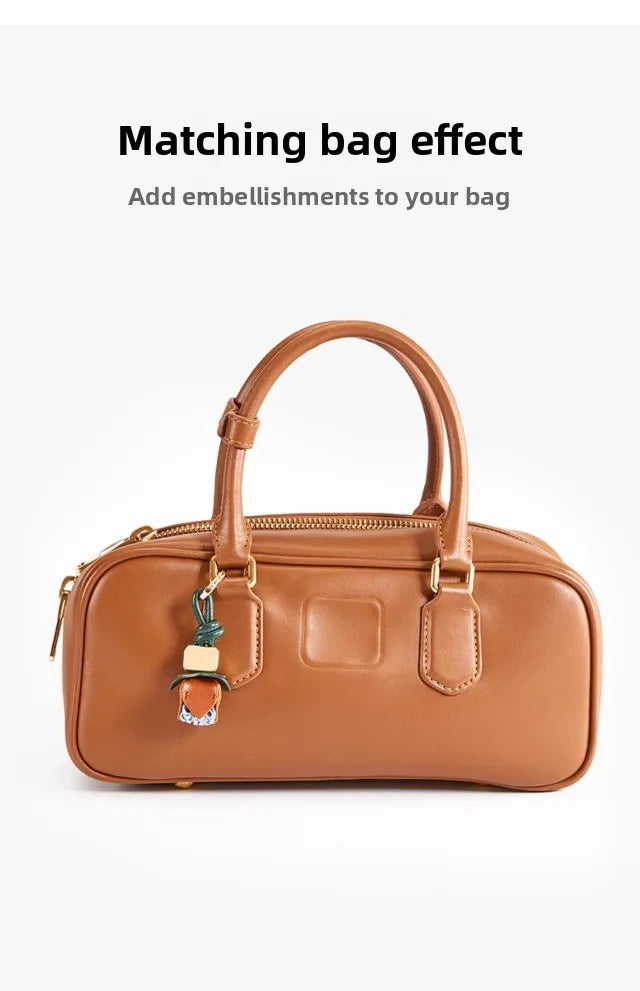 High-Grade Leather Flower Ball Tassel – Bag & Car Pendant