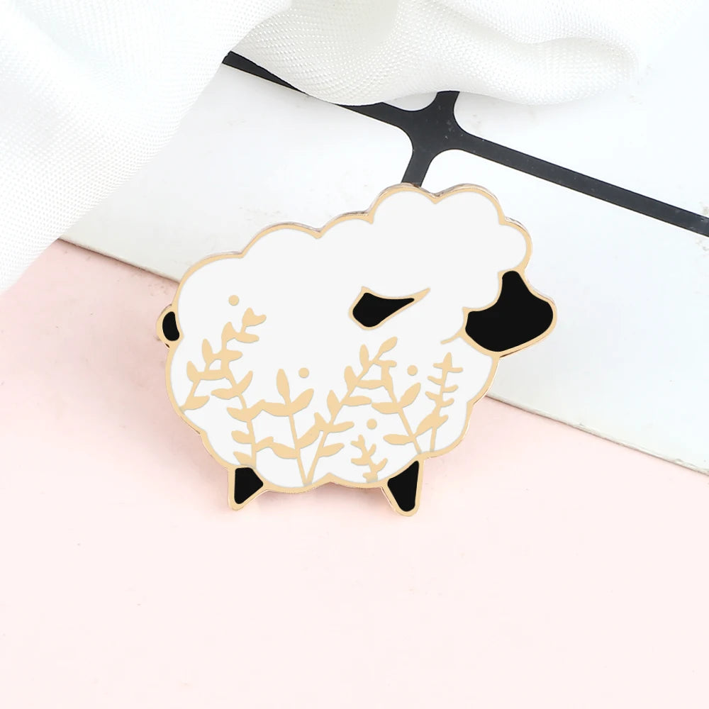 Cute Black Goat Enamel Pin – Funny Cartoon Animal Brooch