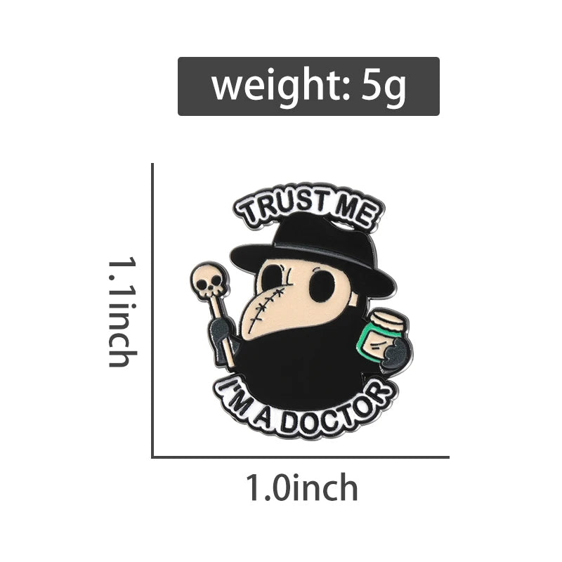 Plague Doctor Enamel Pin – Gothic Punk Brooch
