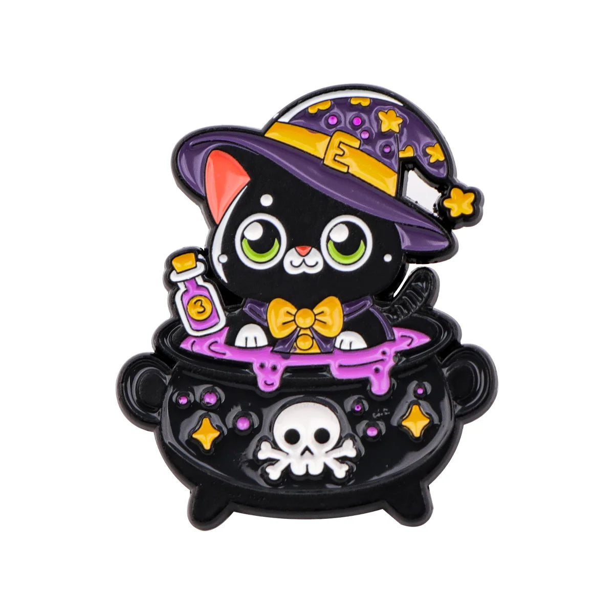 Cute Black Cat Enamel Pin – Witchy Halloween Brooch