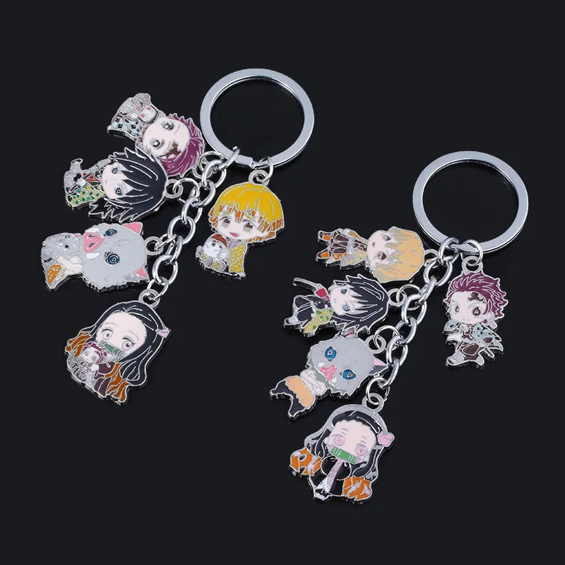 Demon Slayer Metal Keychain – Kimetsu no Yaiba Tanjirou, Nezuko & Zenitsu Pendant