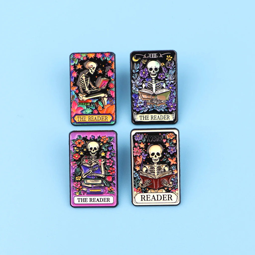 Skeleton Tarot Enamel Pin – READER Brooch