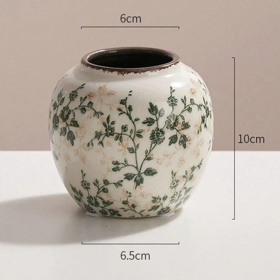 Ice Crackle Ceramic Vase – Handmade Bohemian Art Home Decoration