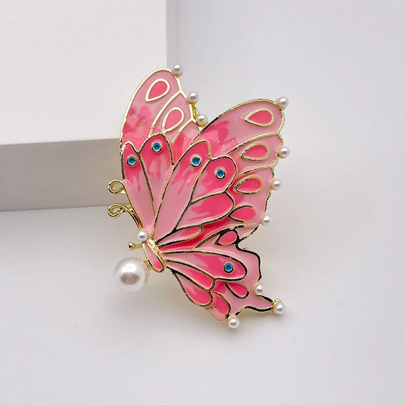 Blue Enamel Butterfly Brooch