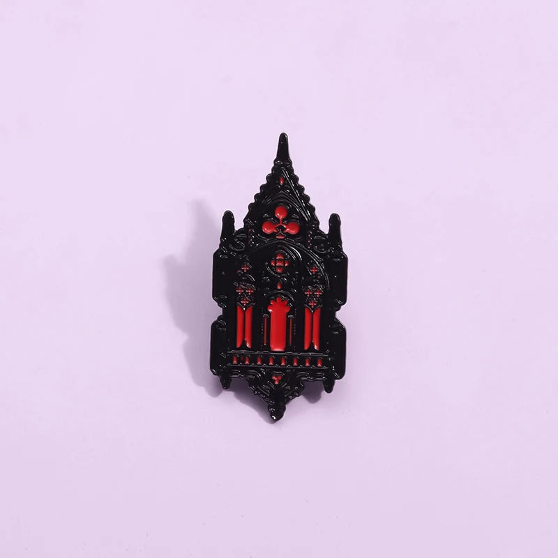 Black Lantern Pin – Gothic Enamel Brooch for Halloween & Everyday Style