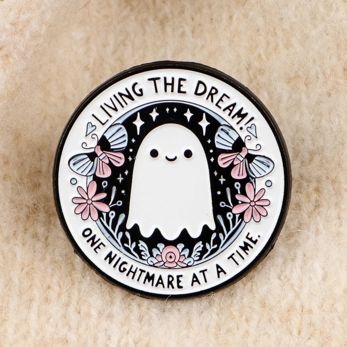 Cartoon Ghost Enamel Pin – Cute Halloween Brooch