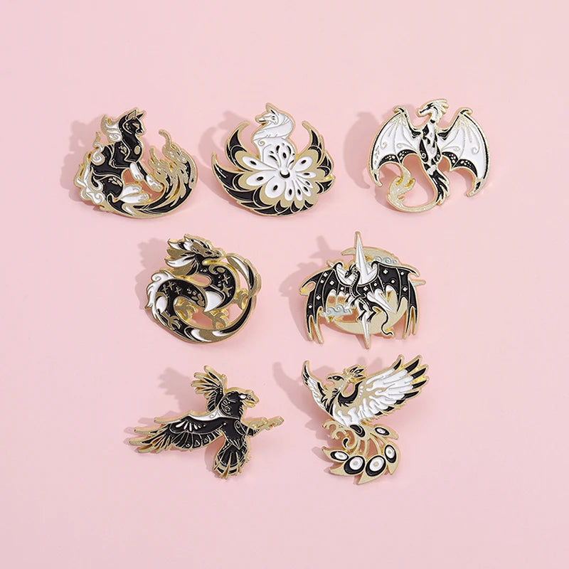Animal Enamel Pin – Eagle, Dragon & Bird Brooch Badge